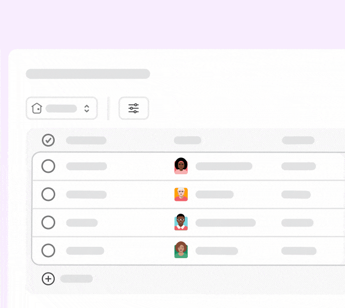GIF animé représentant une liste Slack contenant une sous-tâche, une personne assignée et une date d’échéance